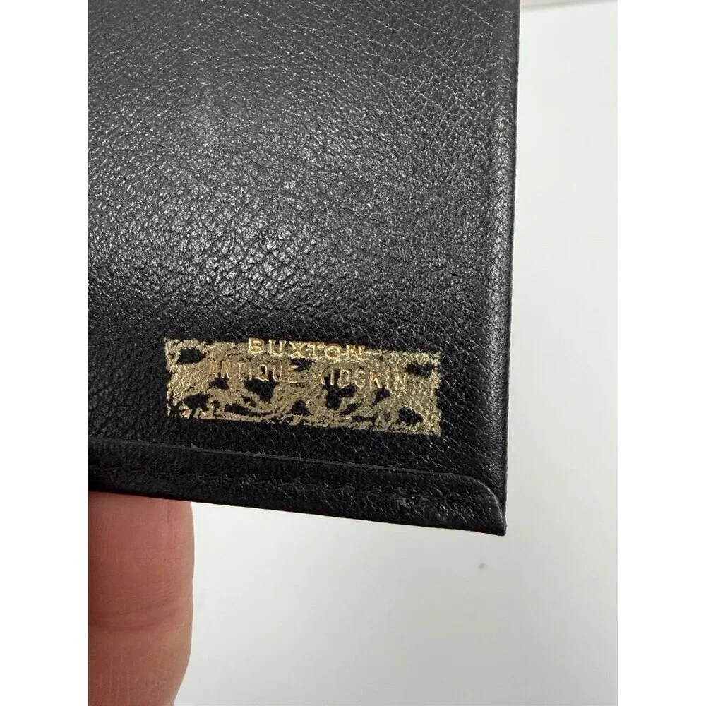 Buxton Genuine Leather Bifold Money Clip Wallet, Black Vintage